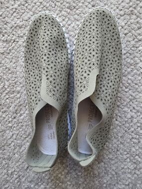 Olive Laser-Cut Slip-On Women's Shoes